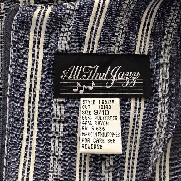 Vintage 90s All That Jazz Blue Striped Short Sleeve Midi Pencil Dress - M - Picture 8 of 8